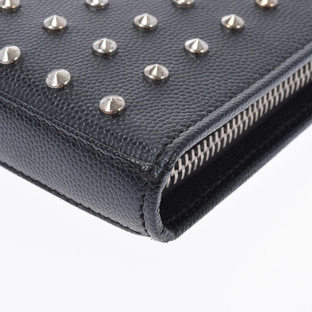 SAINT LAURENT Round Zipper Studded Black Calfskin Long Wallet - Picture 5 of 8